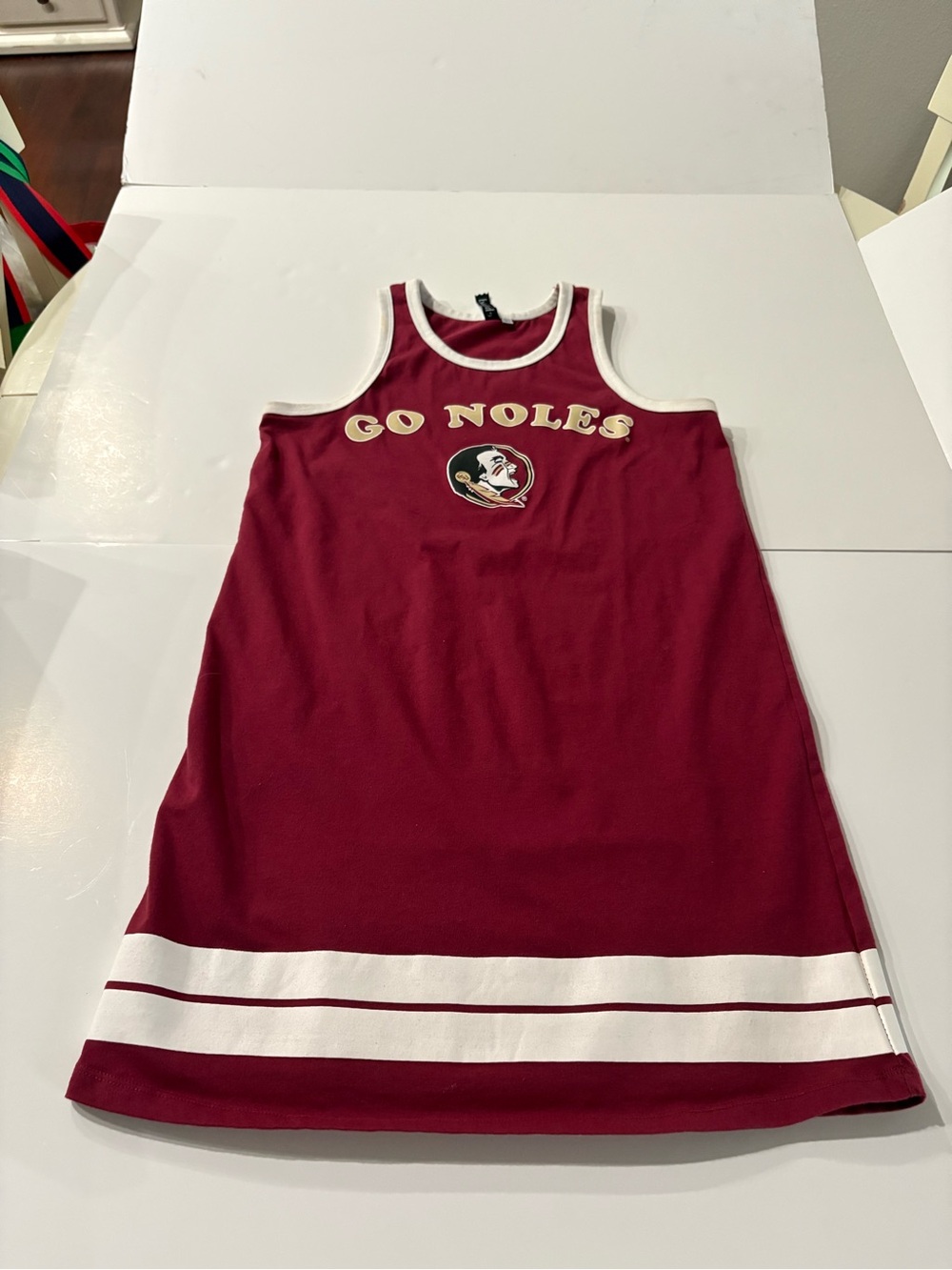 Go Noles ladies Garnet Sleeveless Dress with White Trim, FSU, size XL